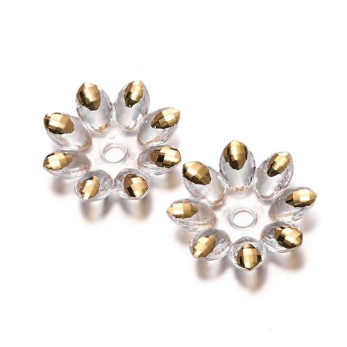 XJHWD 24–38 mm, 30 Stück, transparente Acryl-Blumen-Perlen, Harz-Charms, Blütenblätter, Acrylperlen für Schmuckherstellung, Armbänder, Basteln von XJHWD