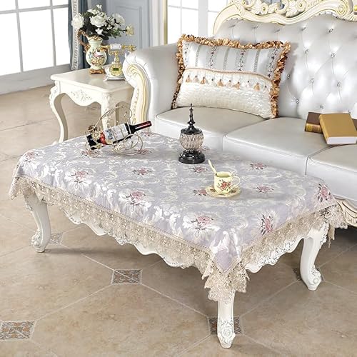 XJHWD Elegante Baumwoll-Tischdecken mit bestickter Spitze, 60–270 cm, rustikales Blumenmuster, perfekt für Esszimmer, Partys, Veranstaltungen, 152,4 x 228,6 cm von XJHWD