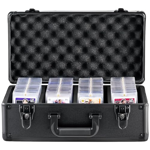 Abgestufte Kartenspeicherbox, Handelskartenspeicherbox 6 Slots Card Case Flip-Top-Kartenspeicherbox mit Griff 14x5 Tragetasche mit Sperre und Taste für starre Karte, Handelskarten von XJKLBYQ