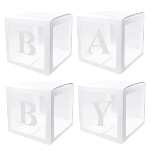 XJKLBYQ Ballonboxen mit B a b y Letters 4pcs 12 Zoll Valentinstag Transparent Ballon Box Clear Party Ballon Box für Valentinstag Dekor Babyparty -Party -Vorräte ohne Luftballons von XJKLBYQ