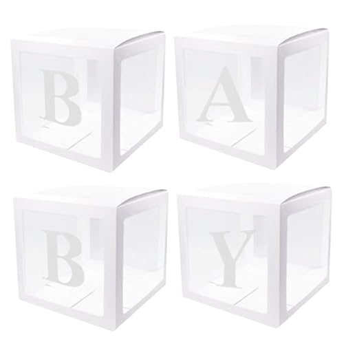 Ballonboxen mit B a b y Letters 4pcs 12 Zoll Valentinstag Transparent Ballon Box Clear Party Ballon Box für Valentinstag Dekor ohne Luftballons von XJKLBYQ