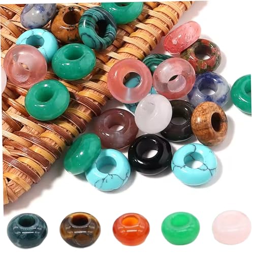 Edelsteinperlen, 30pcs halbwichtige große Lochglasperle, Abacus Form Mode Opal Amethyst Unakite Rose Quartz Charme Stein für die Herstellung von Halskettenarmband von XJKLBYQ