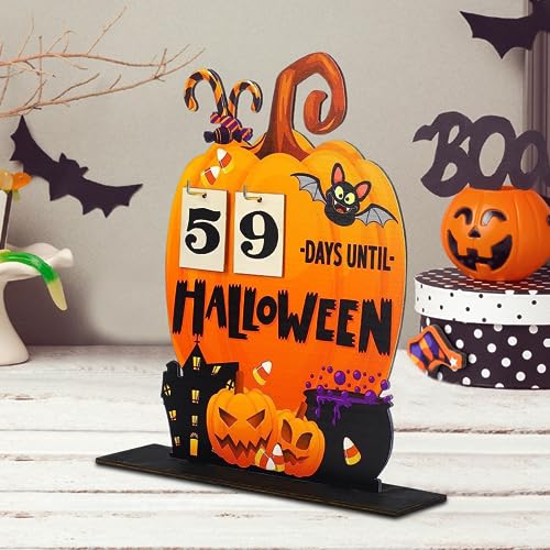 Halloween Countdown, Halloween -Adventskalender Halloween Holz Countdown Kalender Holzschreibtisch Blöcke Kalender nach Halloween von XJKLBYQ