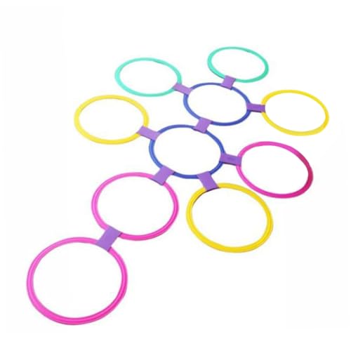 Hopscotch Ring, 20pcs Safe Hopscotch -Ringe mit Klemme, 11,02 Zoll Elastizitätstraining trainieren Outdoor -Spiele für Kinder - Style 3 von XJKLBYQ