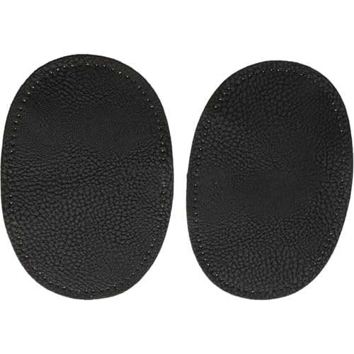 VEW-On-Stoff Oval Elbow Knieflecken, Ellbogenflecken, 2pcs Oval Schwarzes Nähen, 5,5 x 3,5 Kunstlederknie für Hosen, DIY-freundliche Waschkreisreparatur von XJKLBYQ