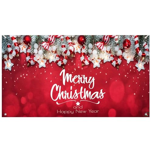 Weihnachtsgarage -Tür -Banner, Frohe Weihnachten Garagentor -Abdeckung, verblassender resistenter Weihnachtshintergrund, Red East Hanging Garagentor Wandbilder mit Tarmet für Weihnachtspartydekoratio von XJKLBYQ