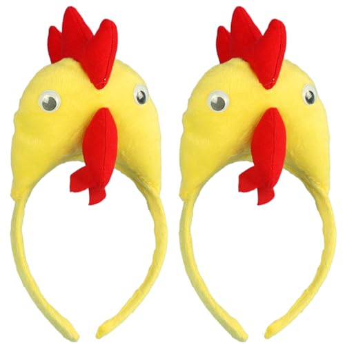 XJKLBYQ Chicken Stirnband 2pcs süße lustige Hühnerhut kostenlose Größe Dekorative Rooster Hut Hühnchen -Stirnbänder für Dress -up -Partybühne von XJKLBYQ