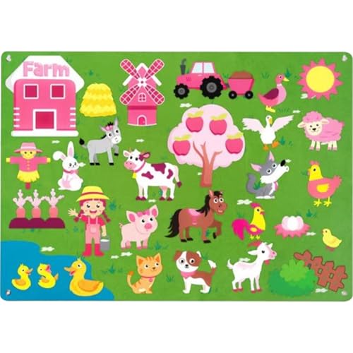 XJKLBYQ Nutztiere Filz mit Story Board Set, Tiere Flanellbrett, dickeres Filzbrett, Vorschullernspielzeug mit Tarn, interaktiver Geschichtenerzählen Unterrichtsspiel -Aktivitäts -Kits/41 x 29,5 Zoll von XJKLBYQ