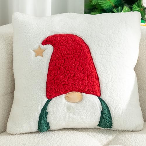 XJKLBYQ Weihnachtsdekoration Leinwand Stickkissen Kissen, Weihnachtskissenbezüge 18x18 '' Soft Christmas Throw -Kissenbezüge mit Festivalmustern abnehmbare Stickerei Weihnachtskissen Style11 von XJKLBYQ