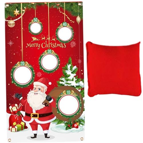 XJKLBYQ Weihnachtsspiel Bohnensack, Weihnachts -Toss Banner BLM Flagge Sandsack Dekorieren Sie rote Weihnachtsbaumtuch für Kinder Erwachsene Familie (Weihnachtsmann) von XJKLBYQ