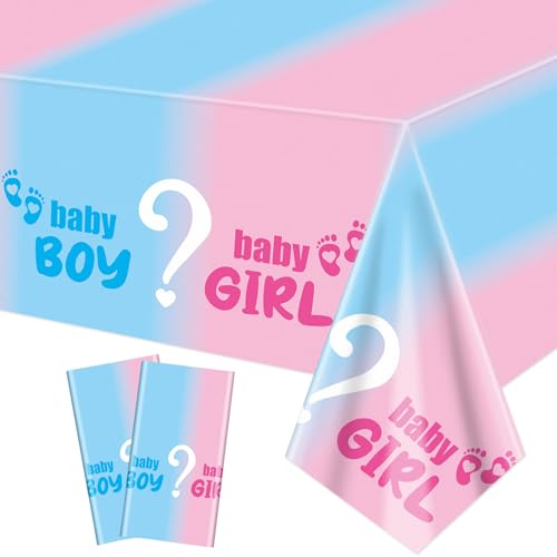 2Pcs Geschlecht Reveal Tischdecke - Geschlecht Reveal Tischdekorationen rosa und blau Tischdecke für Baby-Dusche Dekorationen, Junge oder Mädchen Geschlecht Reveal Party Supplies, 130 x 220 cm von XJLANTTE