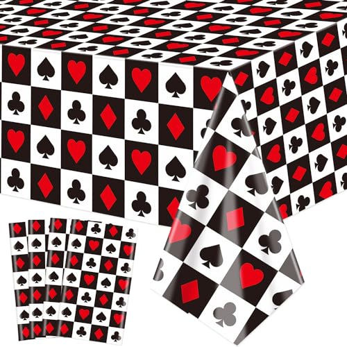 4Pcs Casino Tischdecken, Poker Tischdecke, rechteckige Casino Thema Tischdecke für Picknick Geburtstag Spielen Karte Casino Party Dekorationen, 130 x 220cm von XJLANTTE