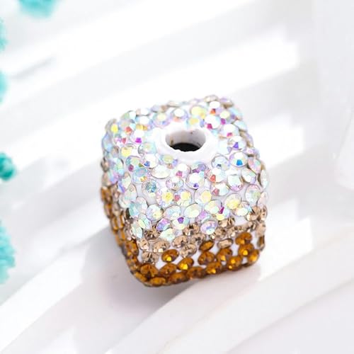 XJSDI 10 Stück 15 x 15 mm 3D-Farbverlauf-Strass-Perlen, Kristallperlen, Diamantperlen, Kristall-Charm für die Herstellung von DIY-Armbändern und Halsketten mit Schmuck von XJSDI