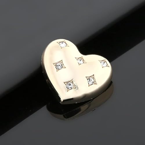 XJSDI 10 Stück 18/25/30 mm große Metallknöpfe in Herzform mit eingelegten Diamant-Strasssteinen für Kleidung, Mantel, Handwerk, Strass-Schaft, Knöpfe für Strickjacken von XJSDI