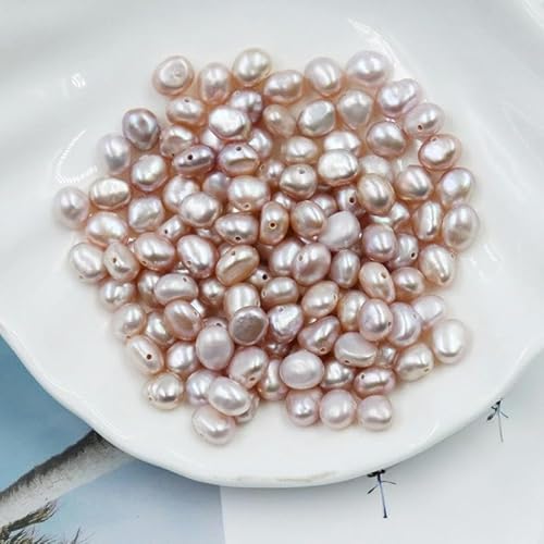 XJSDI 10 Stück 4–7 mm schwarze, runde, flache, barocke, unregelmäßige, natürliche Süßwasser-Zuchtperlen zur Schmuckherstellung, echte Perlen, Armbänder von XJSDI