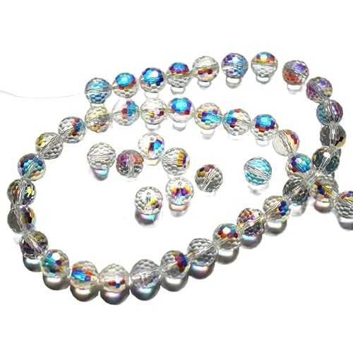 XJSDI 200 Stück 3–14 mm galvanisierte Kristallglasperlen in AB-Farbe, facettierte Kristallperlen, Strassperlen, Vorhangperlen zum Basteln, DIY-Dekorationen von XJSDI