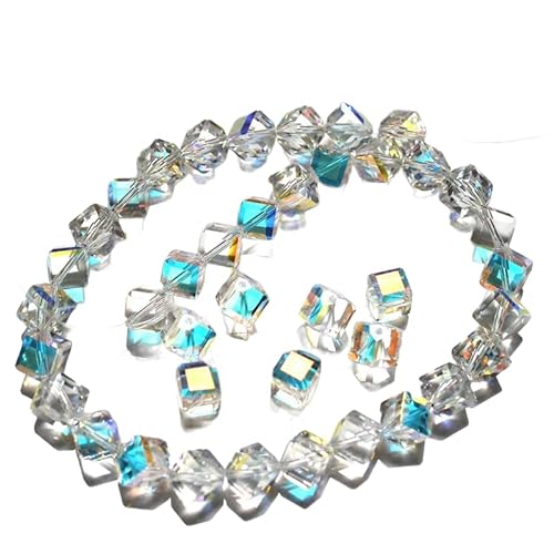 XJSDI 200 Stück 3–14 mm galvanisierte Kristallglasperlen in AB-Farbe, facettierte Kristallperlen, Strassperlen, Vorhangperlen zum Basteln, DIY-Dekorationen von XJSDI