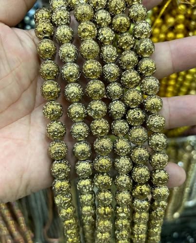 XJSDI 4–10 mm, 47–92 Stück, plattierte Lavastein-Perlen, Vulkanstein-Perlen, Lava-Perlen für Schmuckherstellung, DIY, Lava-Perlen für Armband, Anhänger, Handwerk von XJSDI