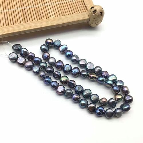 XJSDI Perlenstränge, 35 cm Durchmesser, 7 mm, schwarz, barock, natürliche Süßwasser-Zuchtperlen, zur Schmuckherstellung, echte Perlen, Armbänder, Bastelperlen von XJSDI
