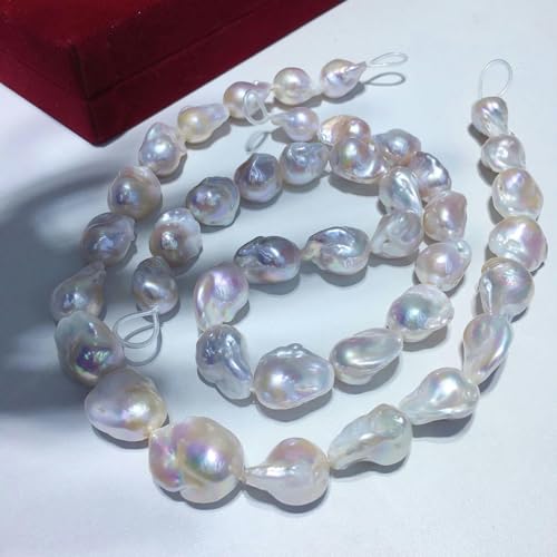 XJSDI Perlenstränge im Durchmesser 42 cm, 20 x 15 mm, unregelmäßige barocke natürliche Zuchtperlen aus Süßwasserperlen zur Schmuckherstellung, echte Perlen, Armbänder, Basteln von XJSDI