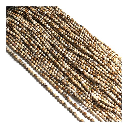 Heilstein Naturstein facettierte runde Achate kleine Perlen lose Abstandsperlen for die Schmuckherstellung DIY Halskette Armband Zubehör 2 3 mm ERTEYIN(Picture Stone,3mm) von XJVPLIYCV