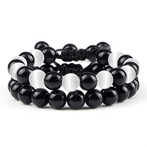 XJruixi 2pcs / Set Naturstein Armband Männer Frauen Tigerauge Schwarze Lava Perlen Geflochtene Armbänder Charm Schmuck für Paar Bester Freund Geschenk von XJruixi