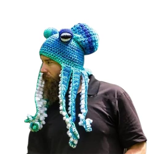 XKCL Strickmütze Wintermütze, Tintenfischmütze, Oktopus-Kostümmütze (Blau & Weiß) von XKCL