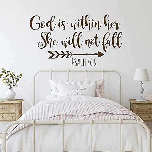 Bibel Wandtattoos Gott Ist In Ihr Und Sie Wird Nicht Fallen Psalm 46:5 Christliche Bibelverse Wandaufkleber Für Mädchen Schlafzimmer Dekoration 57X32Cm von XKSHUO