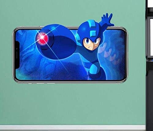 Cartoon Aufkleber Wandaufkleber Megaman Wandtattoo Cartoon 3D Aufkleber Dekoratives Wandbild Vinyl Kinder Videospiel 55X60Cm von XKSHUO