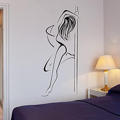 Wandtattoo Striptease Sexy Frau Pole Dance Wandbild Vinyl-Aufkleber Schlafzimmer Wanddekoration Abnehmbar 23X57 Cm von XKSHUO