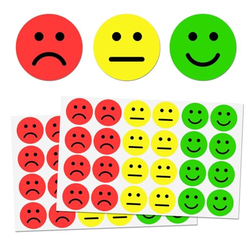 XKSOCT 600PCS Stimmungsaufkleber,Smile Aufkleber Sticker,Smiley Face Sticker,Lächeln (Gün),Neutral (Gelb),Traurig (Rot) traurige Aufkleber,Smiley,Aufkleber, rot-gelb-grüne Aufkleber(2,5 cm) von XKSOCT