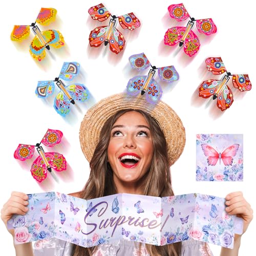 XLSXEXCL Schmetterling Überraschung Cake Topper, Fliegende Schmetterling Überraschungskarte, Überraschung Banner Pop Up Klappkarte, Überraschung Fliegende Schmetterlinge, DIY Überraschung Geschenk für von XLSXEXCL