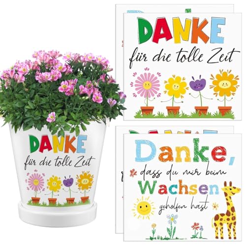 4PCS Aufkleber für den Blumentopf, Danke, Dass du Mir Beim Wachsen Geholfen Hast, Abschiedsgeschenk Kindergarten Erzieher, Aufkleber Blumentopf Danke Danke für Kindergarten von XLZJYIJ