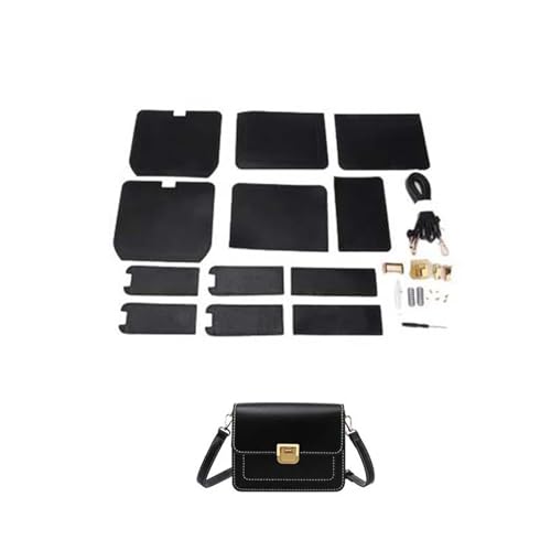 XMAIYIF DIY Bag Making Kit Handgefertigtes Taschen-Set, Handnähen, Lederhandwerk, DIY-Taschen-Set, Herstellung von quadratischen Boxen, Nähmaterial for Taschen-Handtaschen-Zubehör(Num1 Black) von XMAIYIF