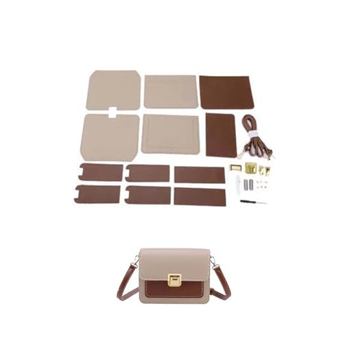 XMAIYIF DIY Bag Making Kit Handgefertigtes Taschen-Set, Handnähen, Lederhandwerk, DIY-Taschen-Set, Herstellung von quadratischen Boxen, Nähmaterial for Taschen-Handtaschen-Zubehör(Num1 Brown) von XMAIYIF