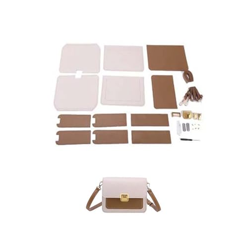 XMAIYIF DIY Bag Making Kit Handgefertigtes Taschen-Set, Handnähen, Lederhandwerk, DIY-Taschen-Set, Herstellung von quadratischen Boxen, Nähmaterial for Taschen-Handtaschen-Zubehör(Num1 White) von XMAIYIF