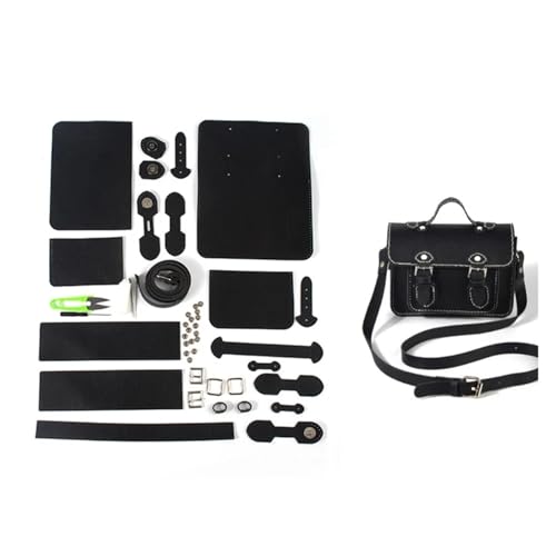 XMAIYIF DIY Bag Making Kit Handgemachte quadratische Tasche DIY Zubehör Tasche DIY Tasche Material Kit DIY Tasche Zubehör handgemachte Tasche Leder Geldbörse(Black) von XMAIYIF