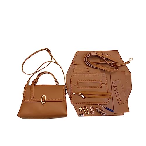 XMAIYIF DIY Bag Making Kit Schultergurt handgemachte Handtasche Tasche Set Leder Tasche unten Tasche Abdeckung Hardware Zubehör for Frauen DIY Schultertasche(Brown) von XMAIYIF