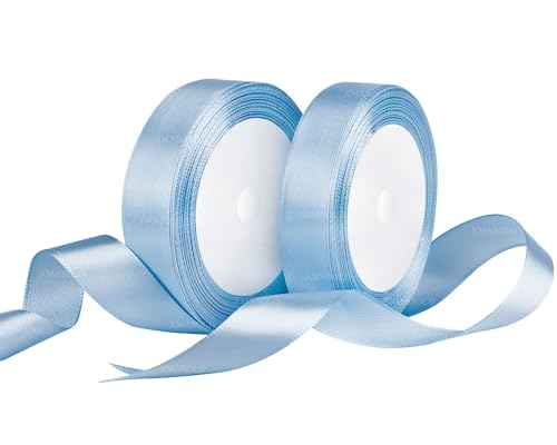 Hellblau Satinbands 20mm Breit, Geschenk Band 22m Geschenkband für Geschenkverpackungen, Weihnachtsband, Handwerk, Blumensträuße, Schleifenherstellung, Geburtstags- und Hochzeitsdekorationen von XMASOLD