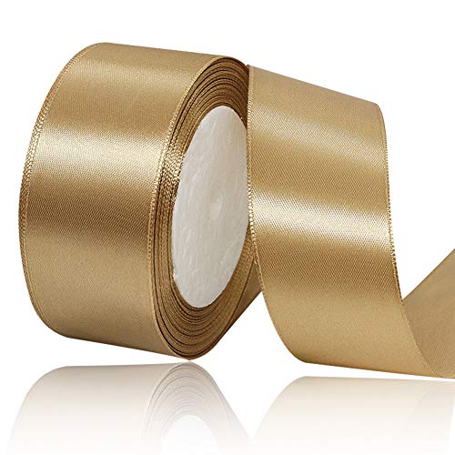 Dunkles Gold Satinbands 40mm Breit, 22m Schleifenband, Geschenkband für Geschenkverpackungen, DIY Handwerk, Blumensträuße, Nähprojekte, Schleifenherstellung, Geburtstags- und Hochzeitsdekorationen von XMASOLD