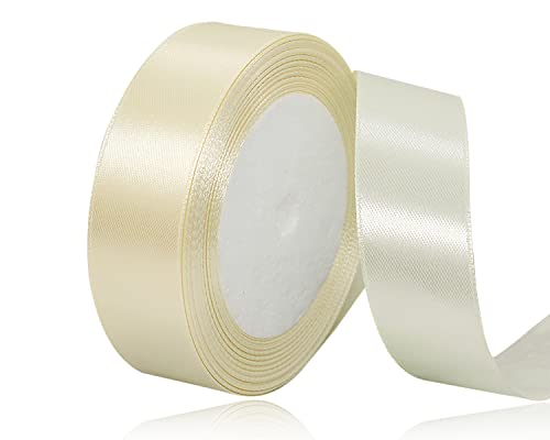 Beige Satinband 20mm x 22 Meters Schleifenband Beige Geschenkband Dekoband Stoffband für Geschenk, Basteln, Nähprojekte, Haarschleifen, Brautstrauß, Hochzeits Dekoration von XMASOLDECOR