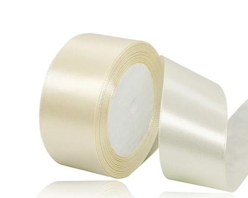 Beige Satinband 40mm, 22Meters Schleifenband Beige Geschenkband Dekoband Stoffband für Geschenk, Basteln, Nähprojekte, Haarschleifen, Brautstrauß, Hochzeits Dekoration von XMASOLDECOR