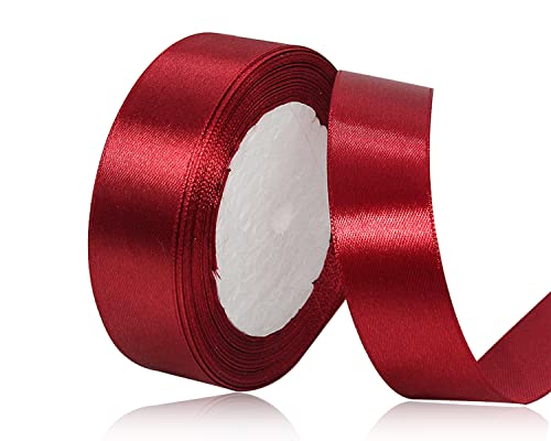 Burgunder Satinband 20mm x 22Meters Schleifenband Weinrot Geschenkband Dekoband Stoffband für Geschenk, Basteln, Nähprojekte, Haarschleifen, Brautstrauß, Hochzeits Dekoration von XMASOLDECOR