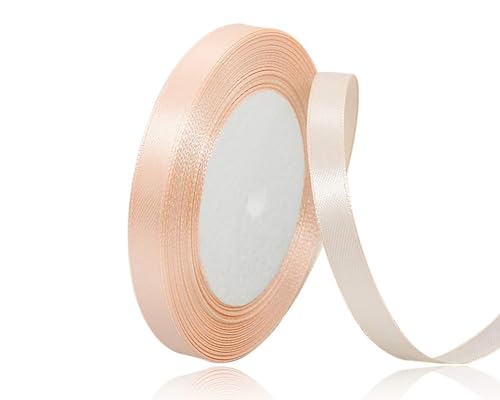 Champagner Rosa Satinband 10mm, 22Meters Schleifenband Champagner Rosa Geschenkband Dekoband Stoffband für Geschenk, Basteln, Nähprojekte, Haarschleifen, Brautstrauß, Hochzeits Dekoration von XMASOLDECOR