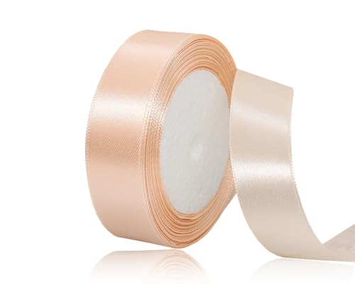 Champagner Rosa Satinband 20mm, 22Meters Schleifenband Champagner Rosa Geschenkband Dekoband Stoffband für Geschenk, Basteln, Nähprojekte, Haarschleifen, Brautstrauß, Hochzeits Dekoration von XMASOLDECOR