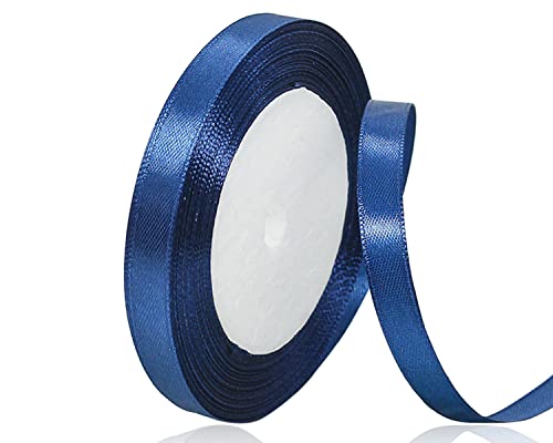 Dunkelblau Satinband 10mm x 22Meters Schleifenband Dunkelblau Geschenkband Dekoband Stoffband für Geschenk, Basteln, Nähprojekte, Haarschleifen, Brautstrauß, Hochzeits Dekoration von XMASOLDECOR