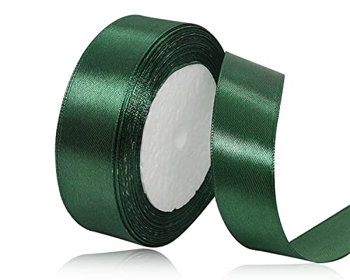 Dunkelgrün Satinband 20mm x 22Meters Schleifenband Dunkelgrün Geschenkband Dekoband Stoffband für Geschenk, Basteln, Nähprojekte, Haarschleifen, Brautstrauß, Hochzeits Dekoration von XMASOLDECOR