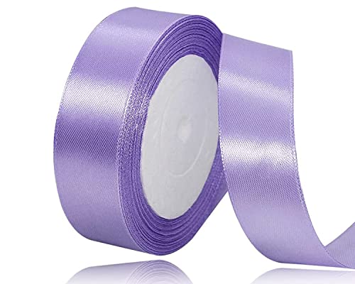 Flieder Lila Satinband 25mm x 22Meters Schleifenband Hellslila Geschenkband Dekoband Stoffband für Geschenk, Basteln, Nähprojekte, Haarschleifen, Brautstrauß, Hochzeits Dekoration von XMASOLDECOR