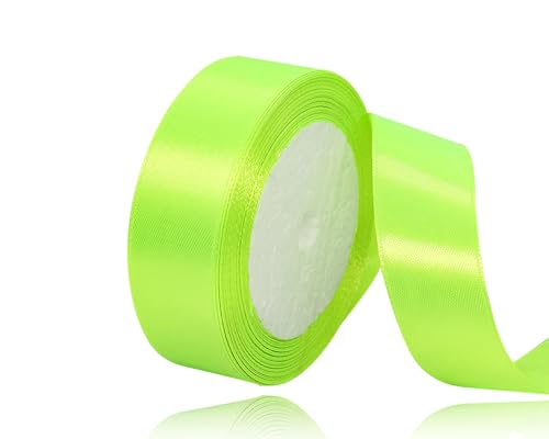 Fluoreszierendes Grün Satinband 20mm, 22Meters Schleifenband Geschenkband Dekoband Stoffband für Geschenk, Basteln, Nähprojekte, Haarschleifen, Brautstrauß, Hochzeits Dekoration von XMASOLDECOR