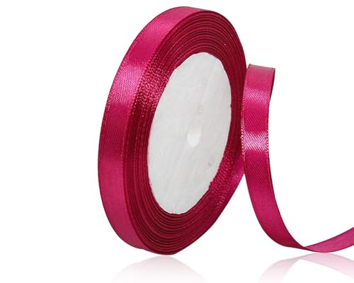 Fuchsia Satinband 10mm, 22Meters Schleifenband Fuchsia Geschenkband Dekoband Stoffband für Geschenk, Basteln, Nähprojekte, Haarschleifen, Brautstrauß, Hochzeits Dekoration von XMASOLDECOR